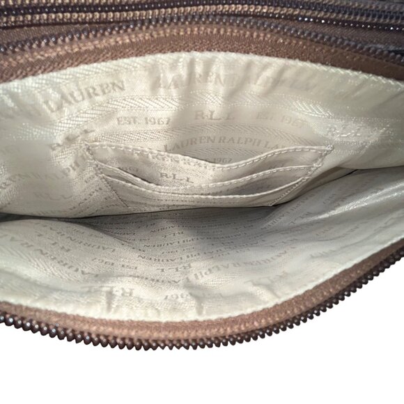 Polo Ralph Lauren Women’s Brown Faux Leather With RLL Monogram Crossbody Bag - Picture 8 of 13
